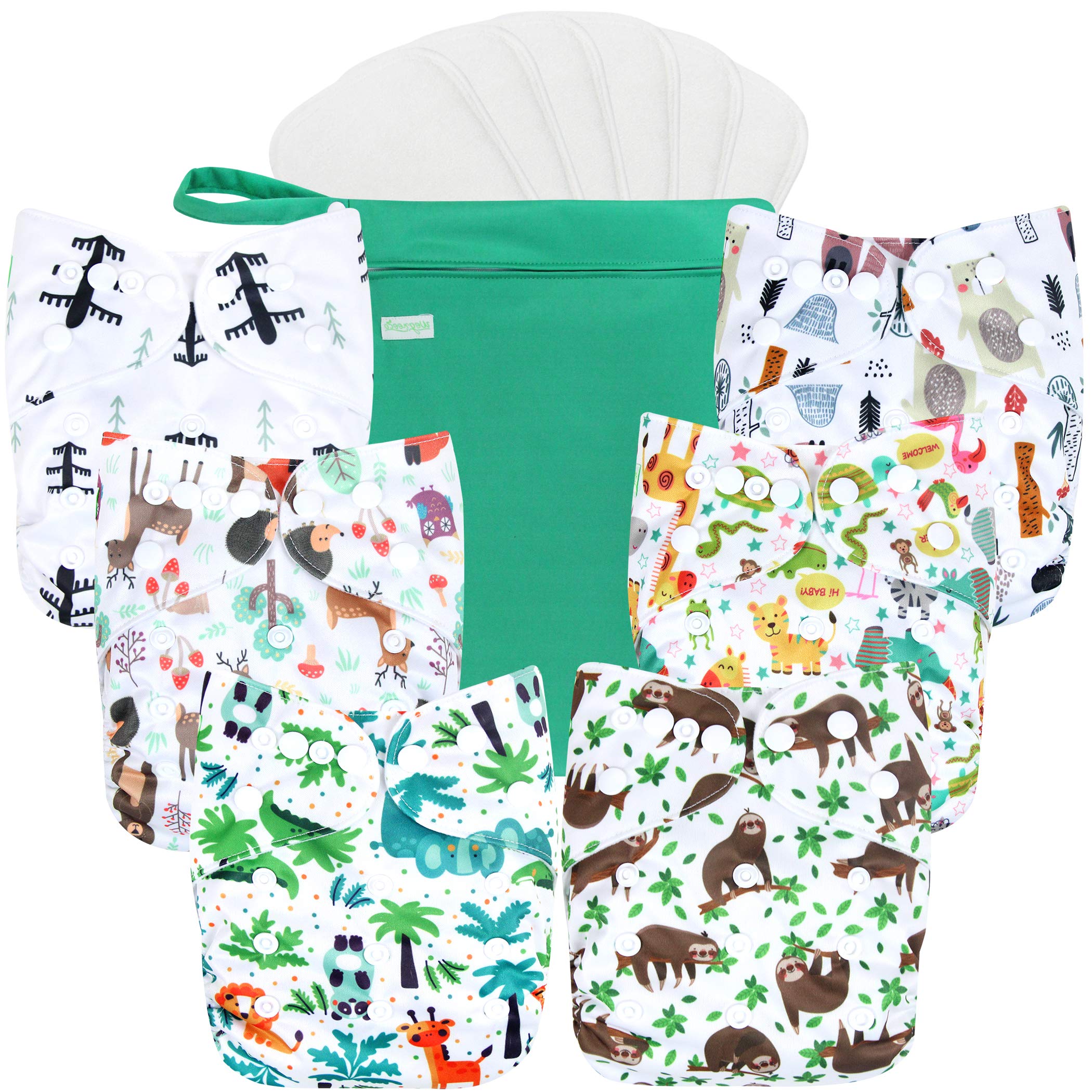 Resuable Dog Cloth Diapers, 6-Pack, 6 Inserts, 1 Wet Bag