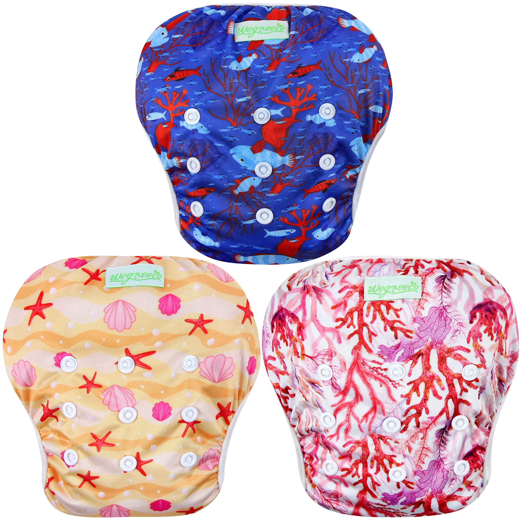 Resuable Baby Swim Diapers, 3-Pack, Multi Prints