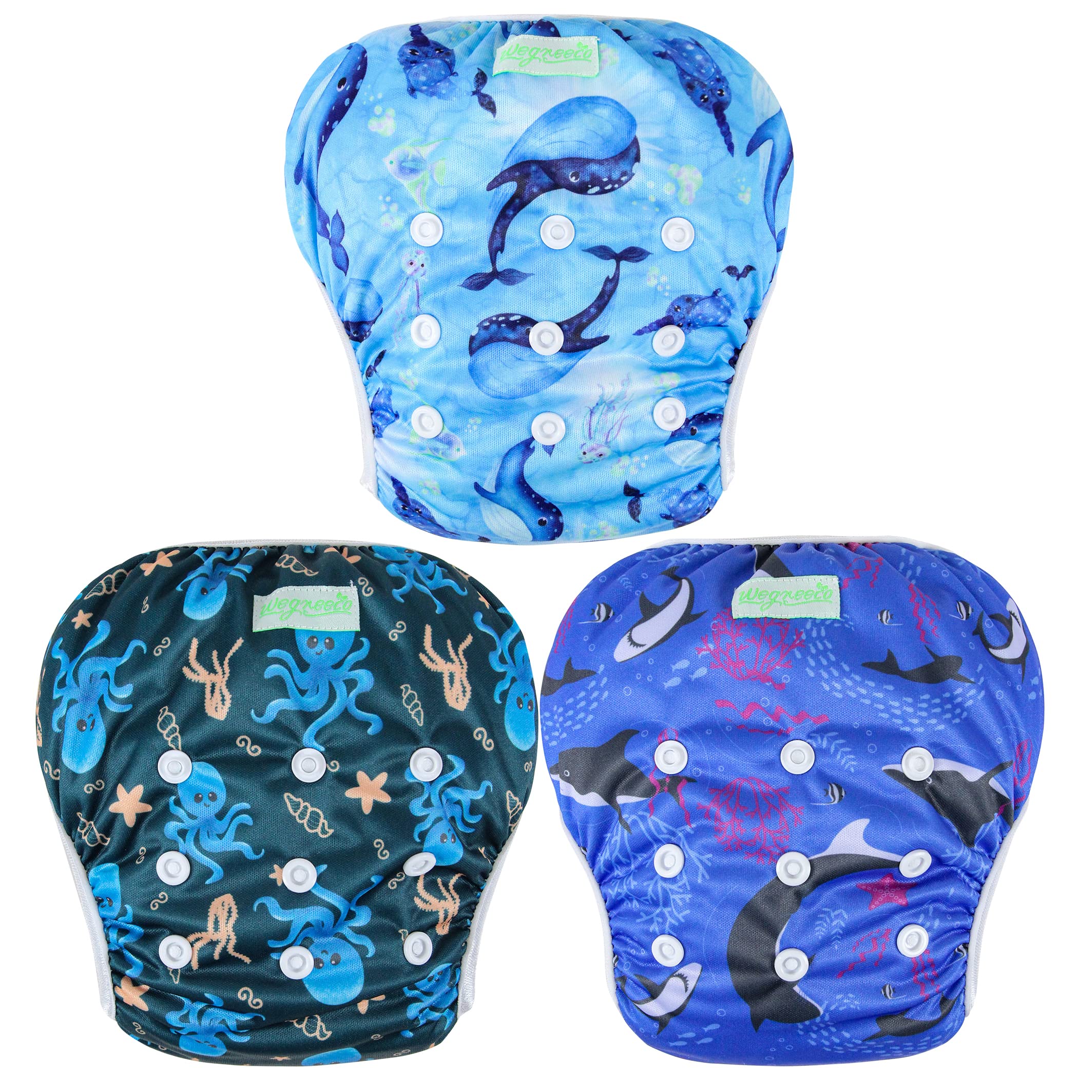 Resuable Baby Swim Diapers, 3-Pack, Multi Prints