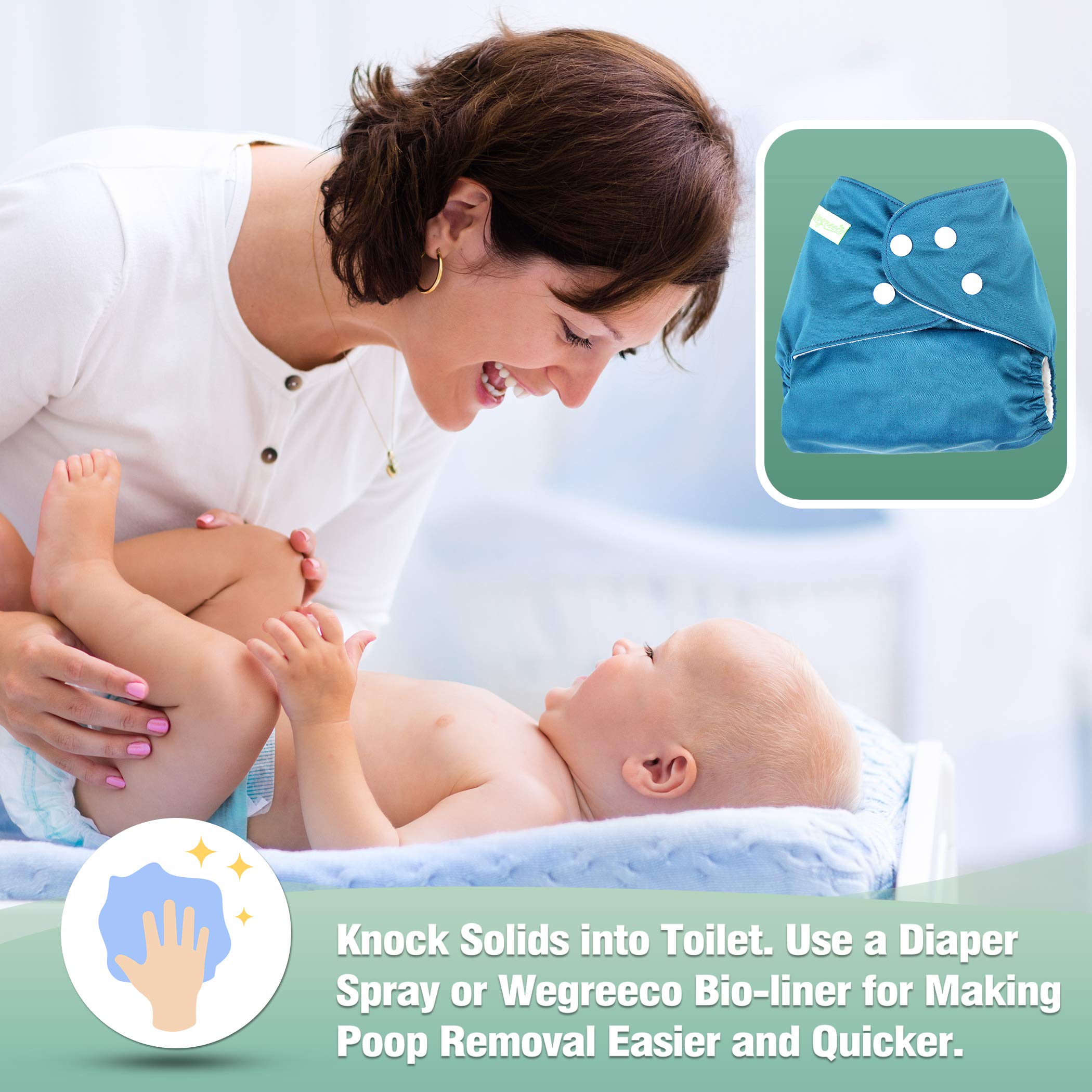 Resuable Baby Cloth Diapers, 6-Pack, 6 Inserts, 1 Wet Bag