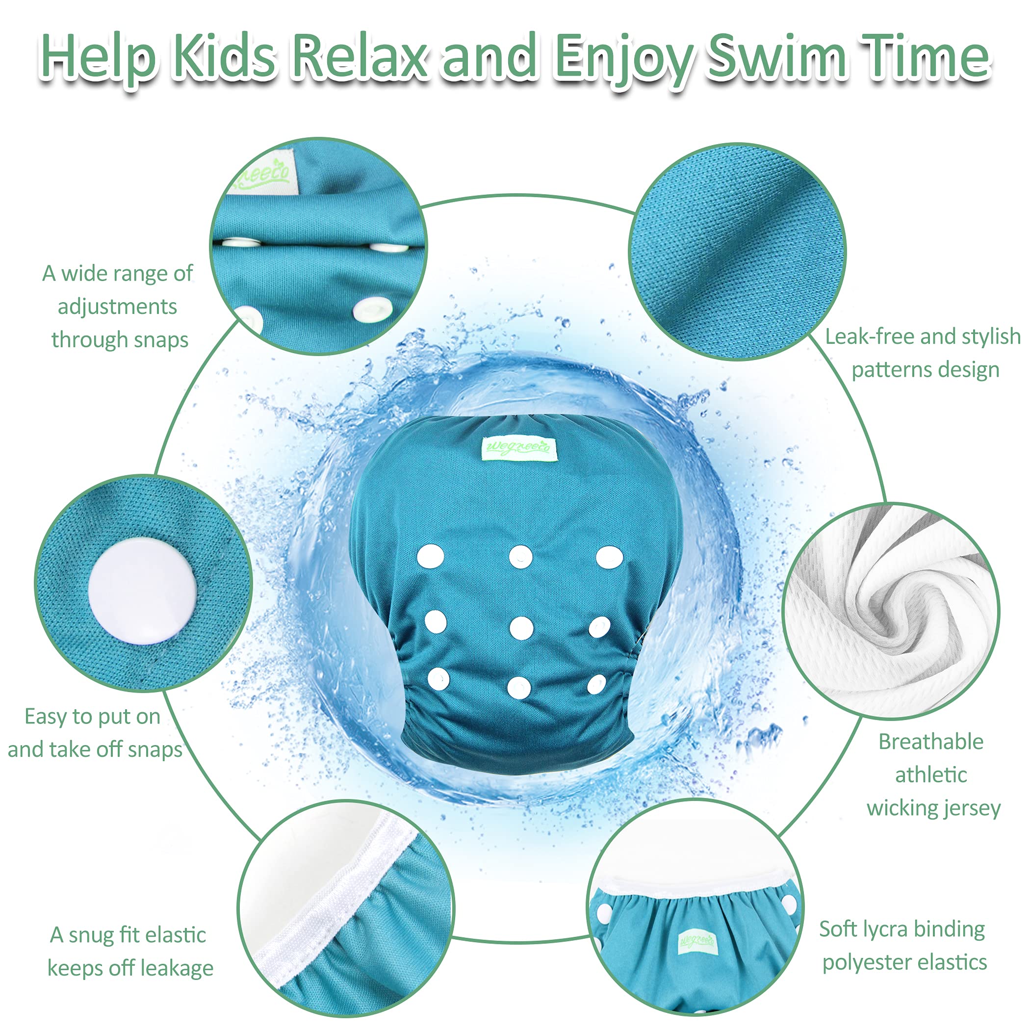 Resuable Baby Swim Diapers, 3-Pack, Multi Prints