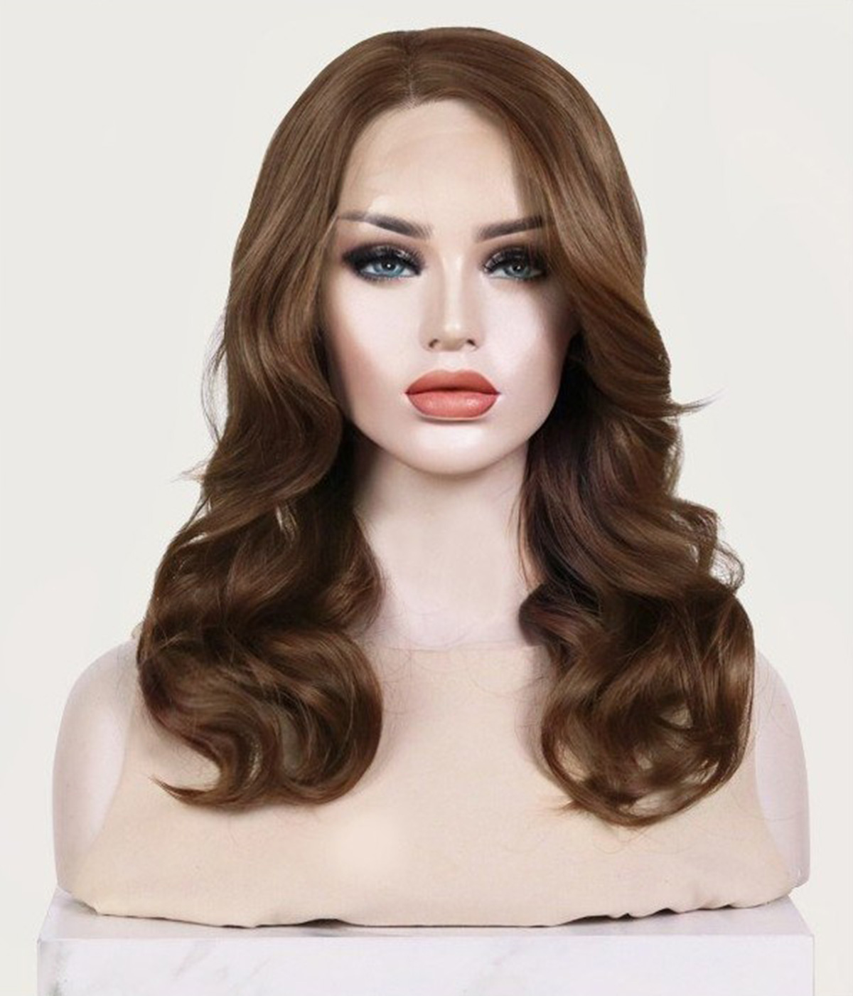 13"X3" Warm-toned Brunette Synthetic Lace Front Wig