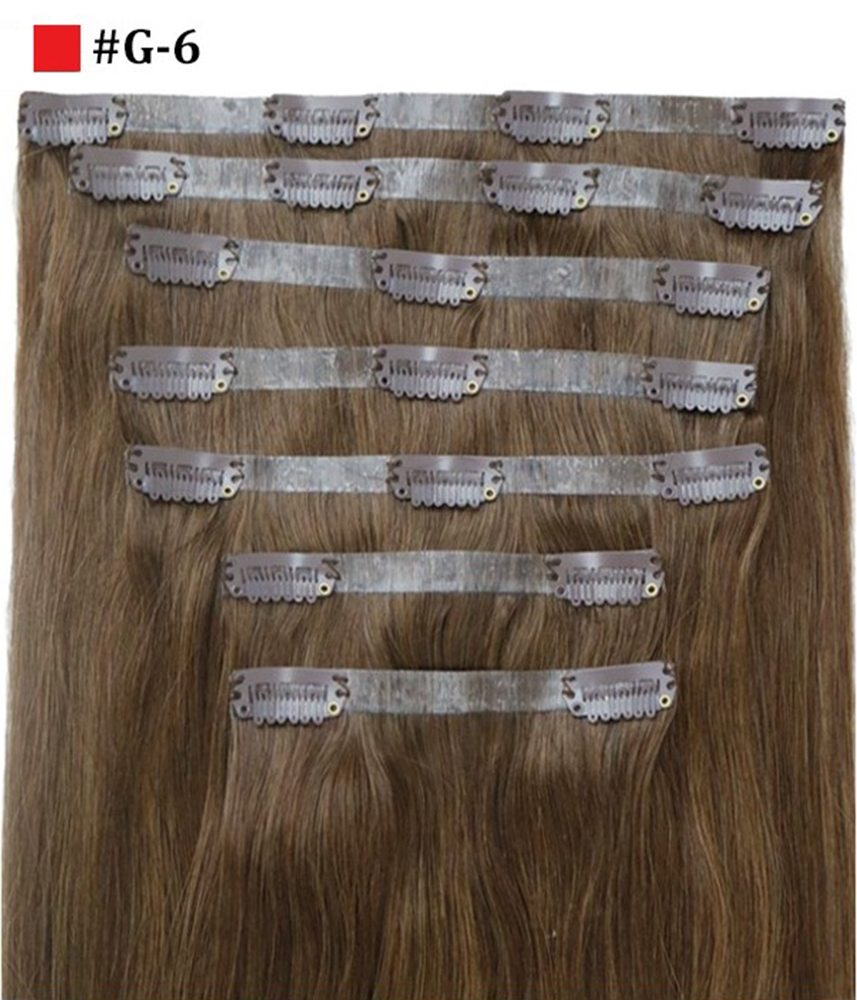 16" 120G 7 Pieces Invisible Clip-in Remy Human Hair Extensions