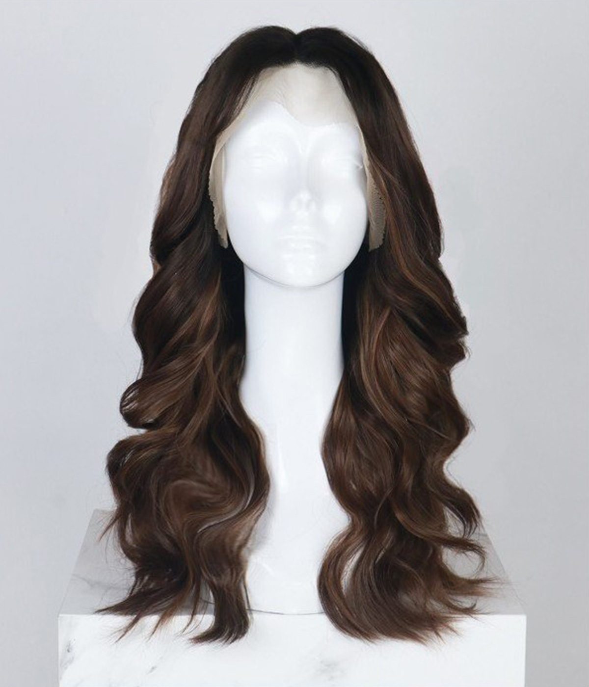 13"x3" Brunette Balayage Wavy Synthetic Lace Front Wig