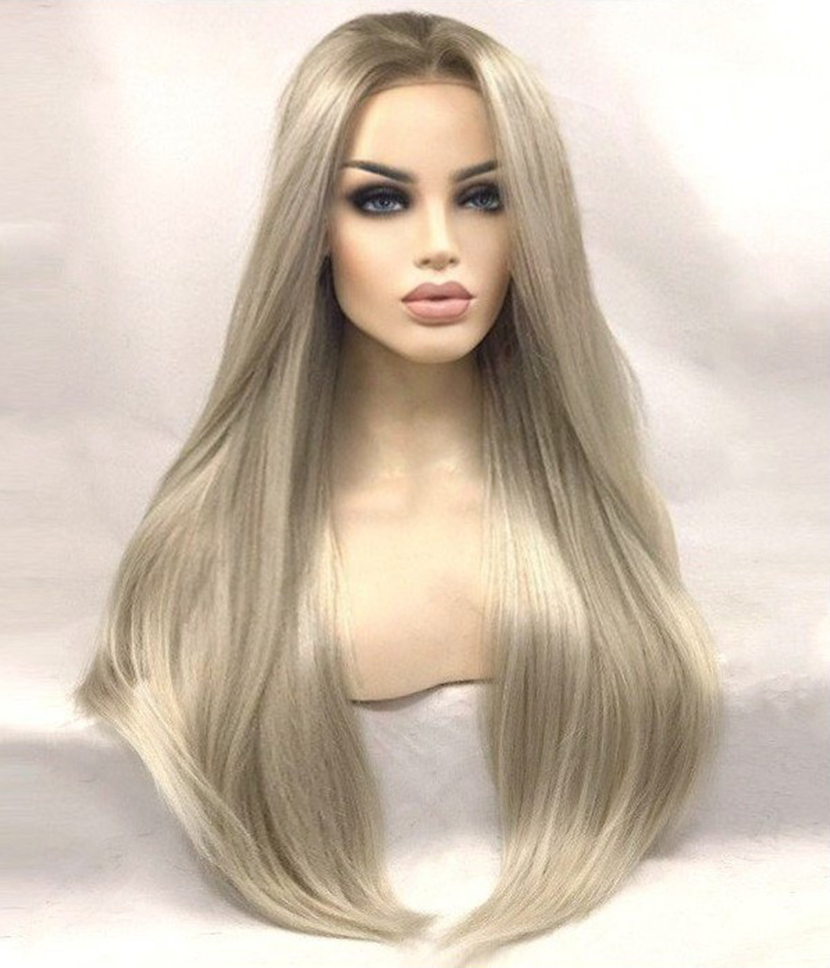 13"x3" Platinum & Icy Blonde Long Synthetic Lace Front Wig