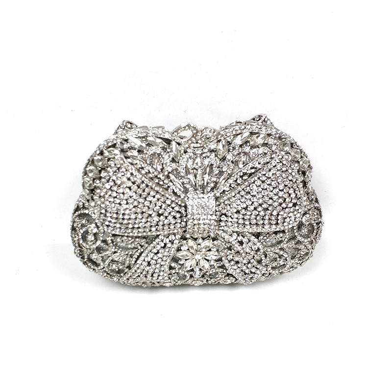 Bow Classical Crystal Clutch