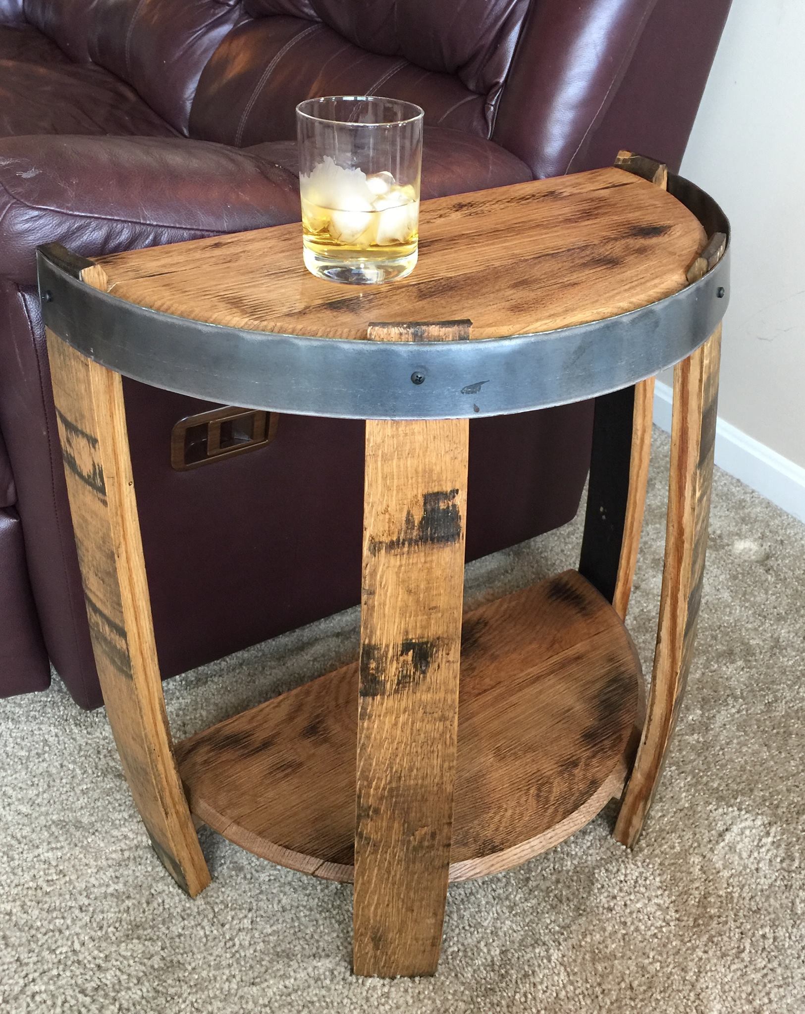 Whiskey barrel table and deals chairs $99