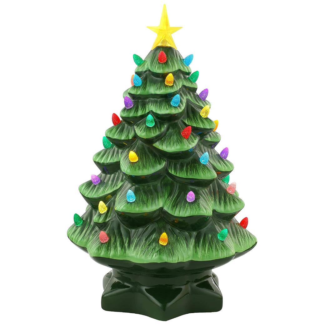  Mr. Christmas Nostalgic Ceramic Christmas Tree with LED Lights  Indoor Decoration, 24 Inches, White : Home & Kitchen