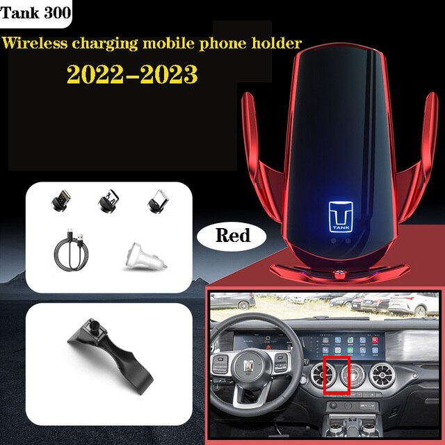 Great Wall tank 300 2022 2023 Mobile Phone Car Holder Wireless Charging Mobile Phone Holder Refitted Interior Accessories