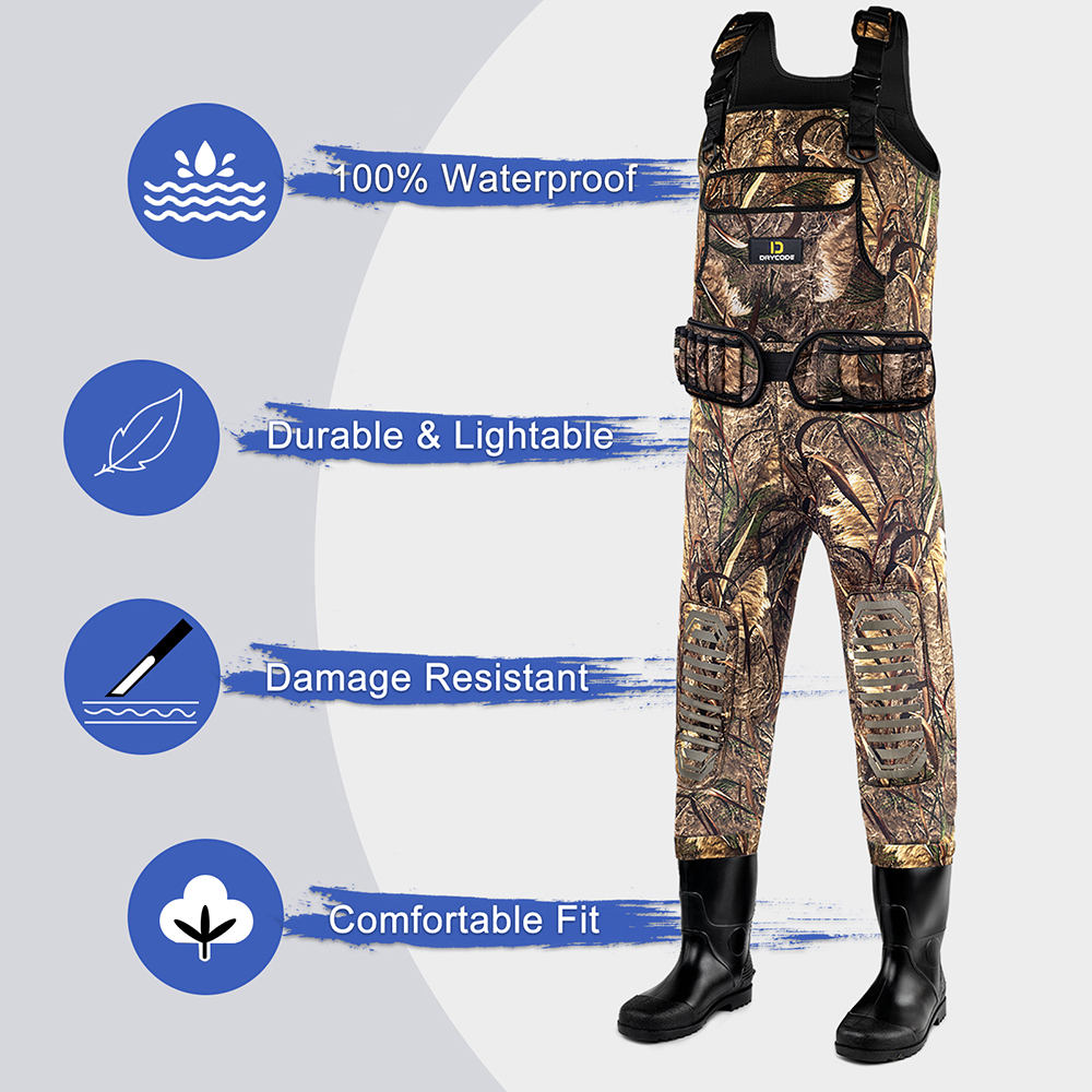 DRYCODE Chest Waders, Neoprene Waders for Men with 600G Boots, Waterproof  Insulated Camo Duck Hunting Waders, Wader for Women 12 Reel Reed