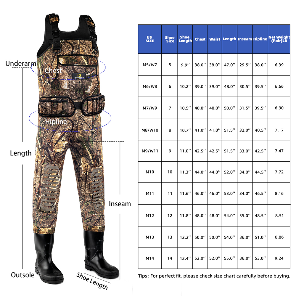 D DRYCODE Hip Waders for Men, Waterproof Hip Boot for Women, 2-Ply  PVC/Nylon Bootfoot Hip Waders for Fishing & Hunting