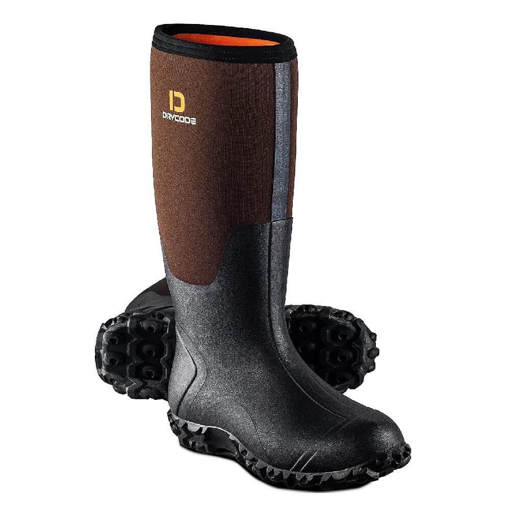 Anti Slip Men's Rubber Boots (Brown), Waterproof Work Boots with Steel