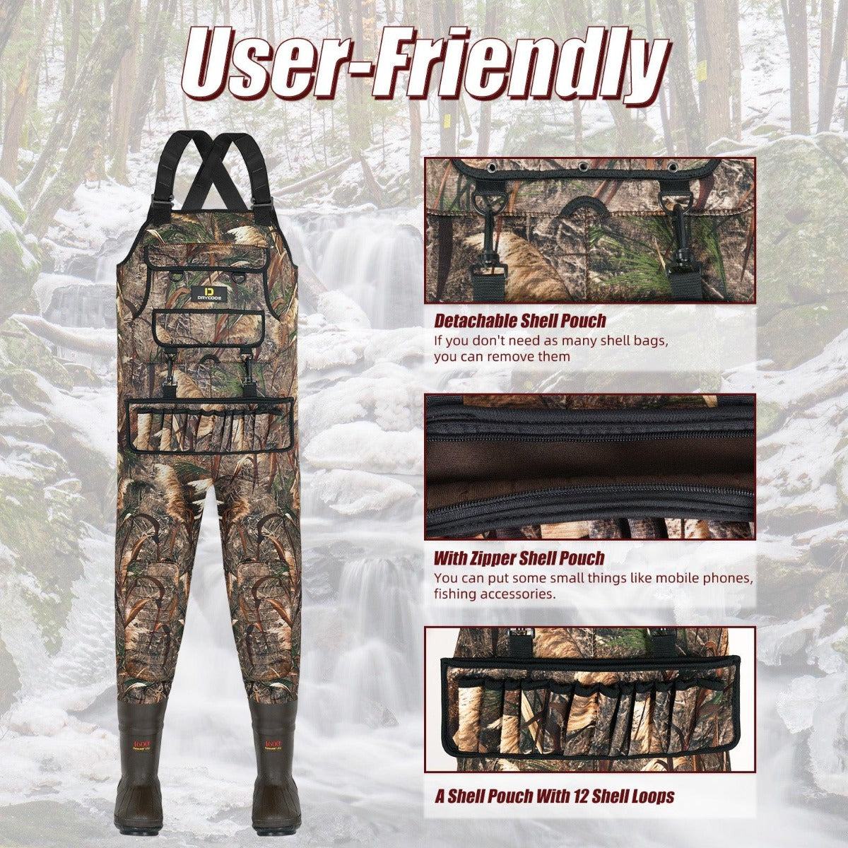DRYCODE Chest Waders for Men with 1600g Boots, Waterproof Fleece-Lined  Insulated Wader with Boot Hanger for Hunting