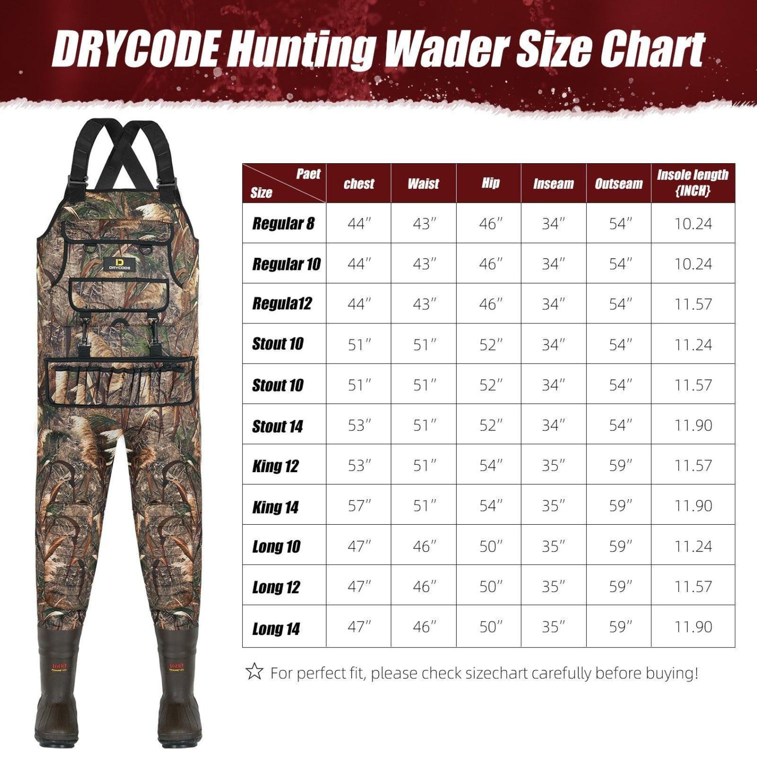 Chest Waders with Boots 1600g Insulated Neoprene Waders for Waterfowl