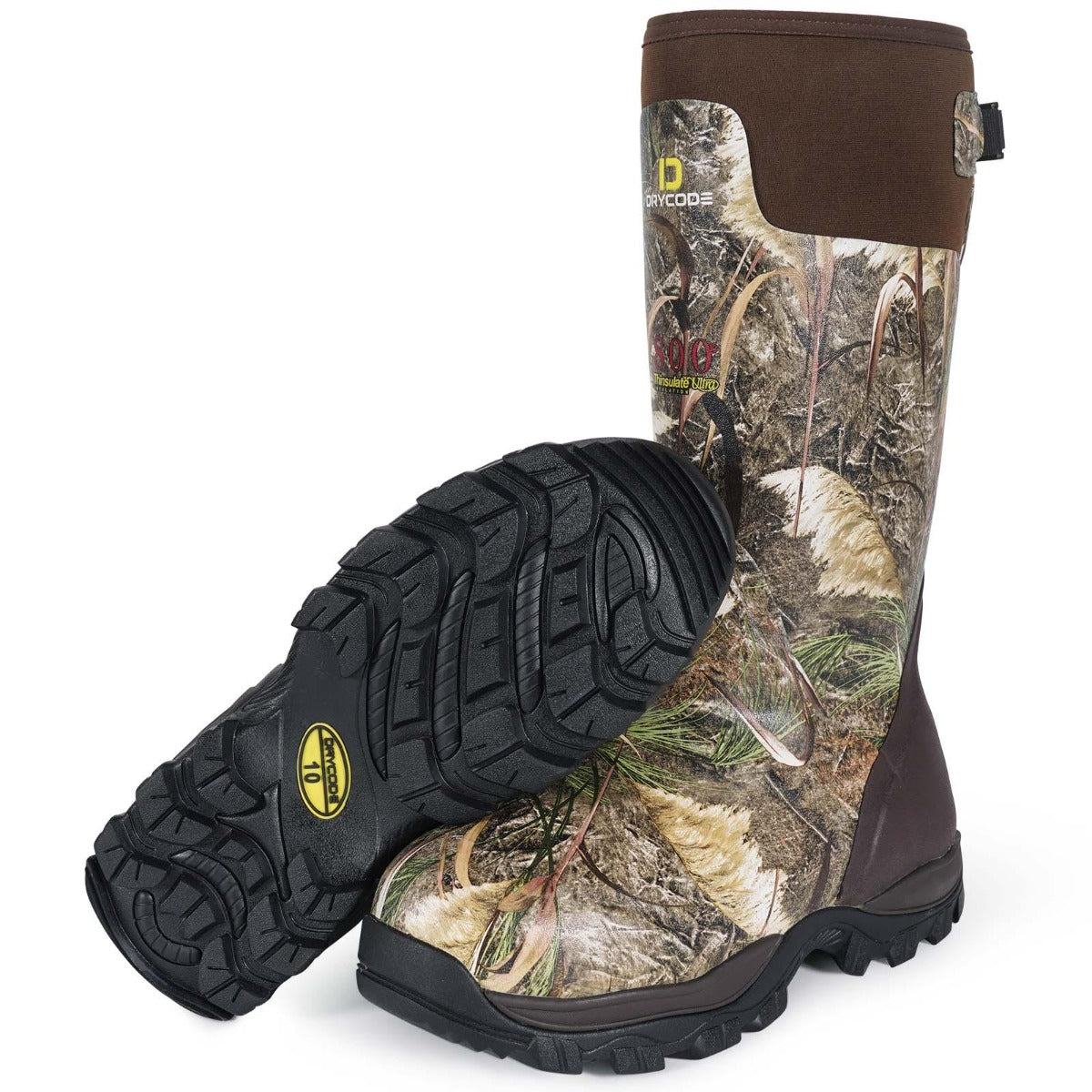 Hunting Boots for Men Waterproof 800g Insulated Camo Durable Rain Neoprene Rubber Boots - drycodeusa