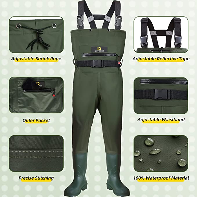 DRYCODE Lightweight Kids Chest Waders with Boots