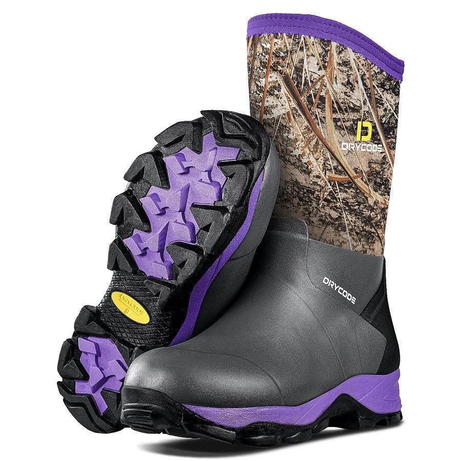 DRYCODE Waterproof Mid Calf Mud Boots (Purple) for Women, Short Rubber Work Boots