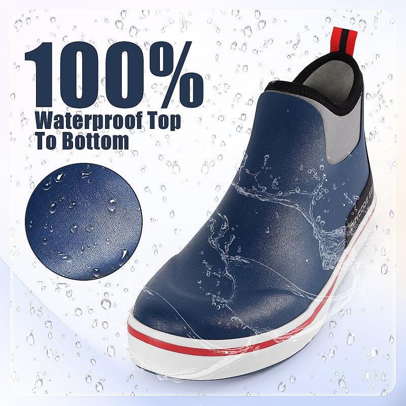 DRYCODE Rain Boots Men, Waterproof Fishing Deck Boots, Anti-Slip Ankle  Rubber Boots, Outdoor Wide Calf Rain Shoes for Mens Boating, Womens  Gardening