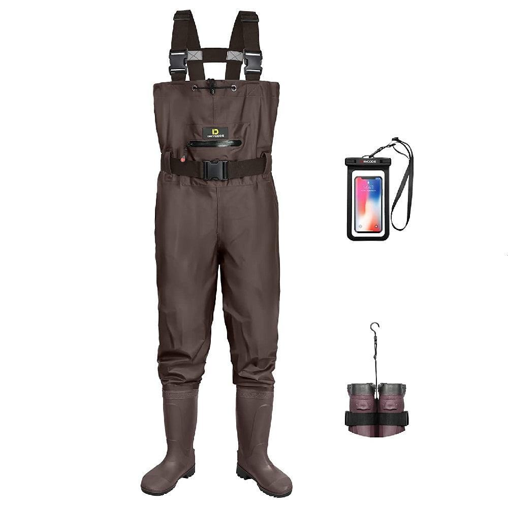 Lightweight Chest Waders with Boots, 2-Ply Nylon/PVC Waders for Fishing Duck Hunting - drycodeusa
