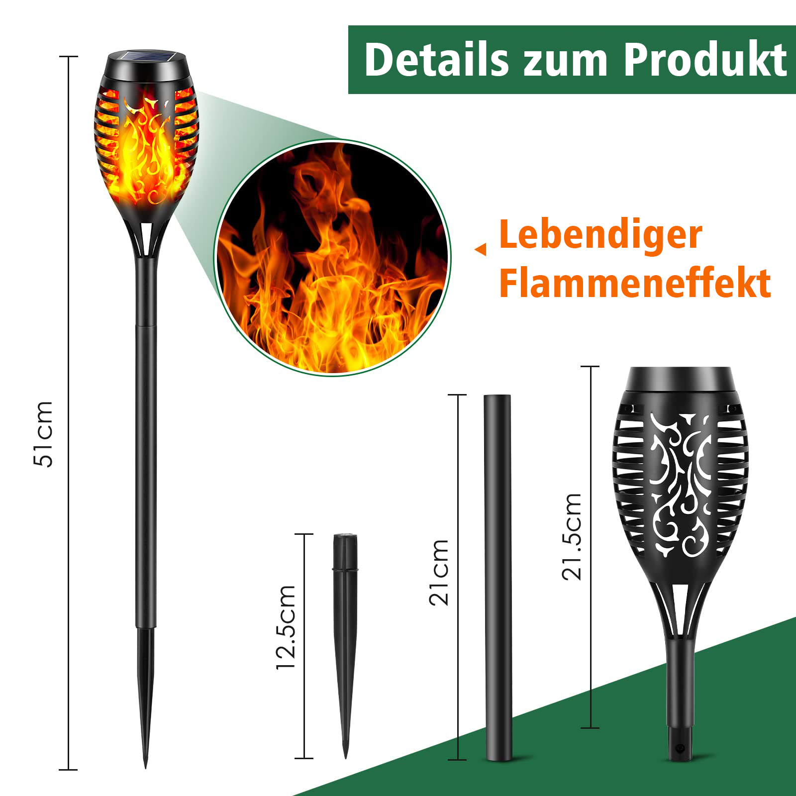 Solar-Gartenfackel f��r drau?en Garten Deko