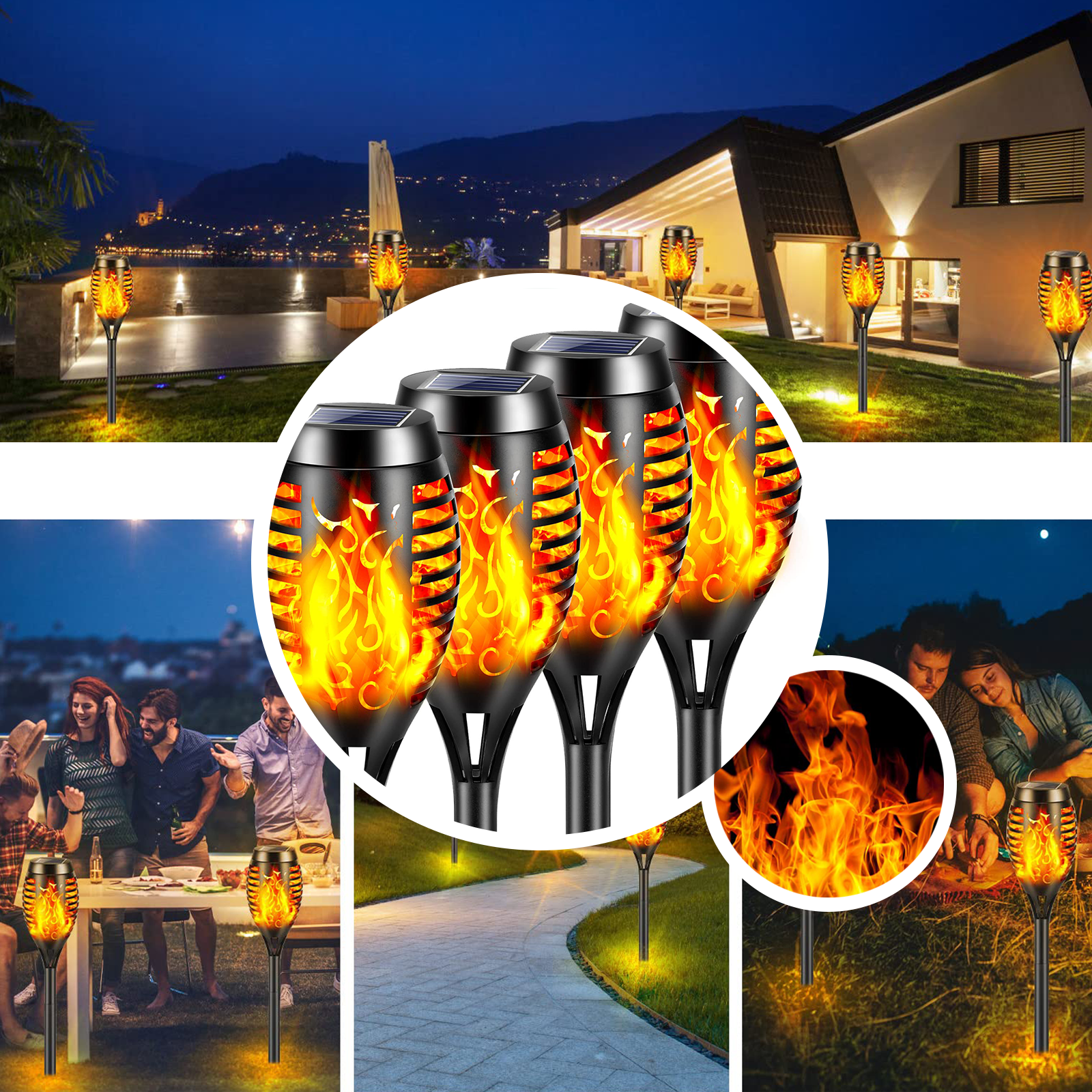 Solar-Gartenfackel f��r drau?en Garten Deko