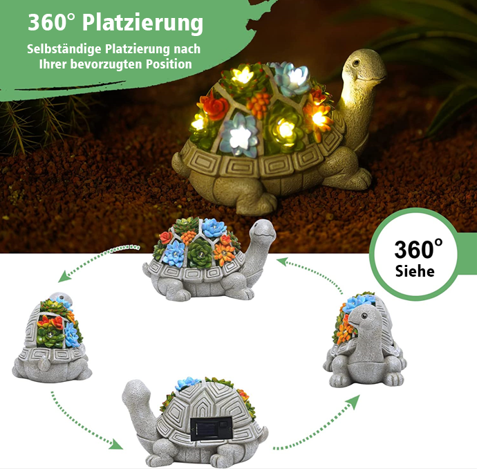Solar Garten Deko Schildkröte Haustier Statue