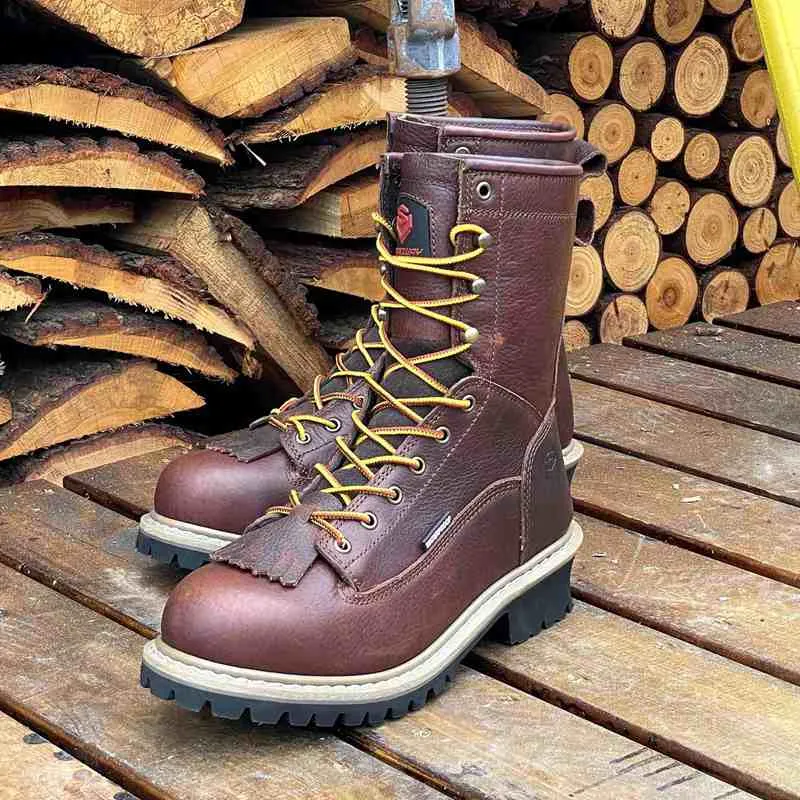 Sureway Men's 8-inch Steel Toe Waterproof Logger Boots 1020- Dark Brown