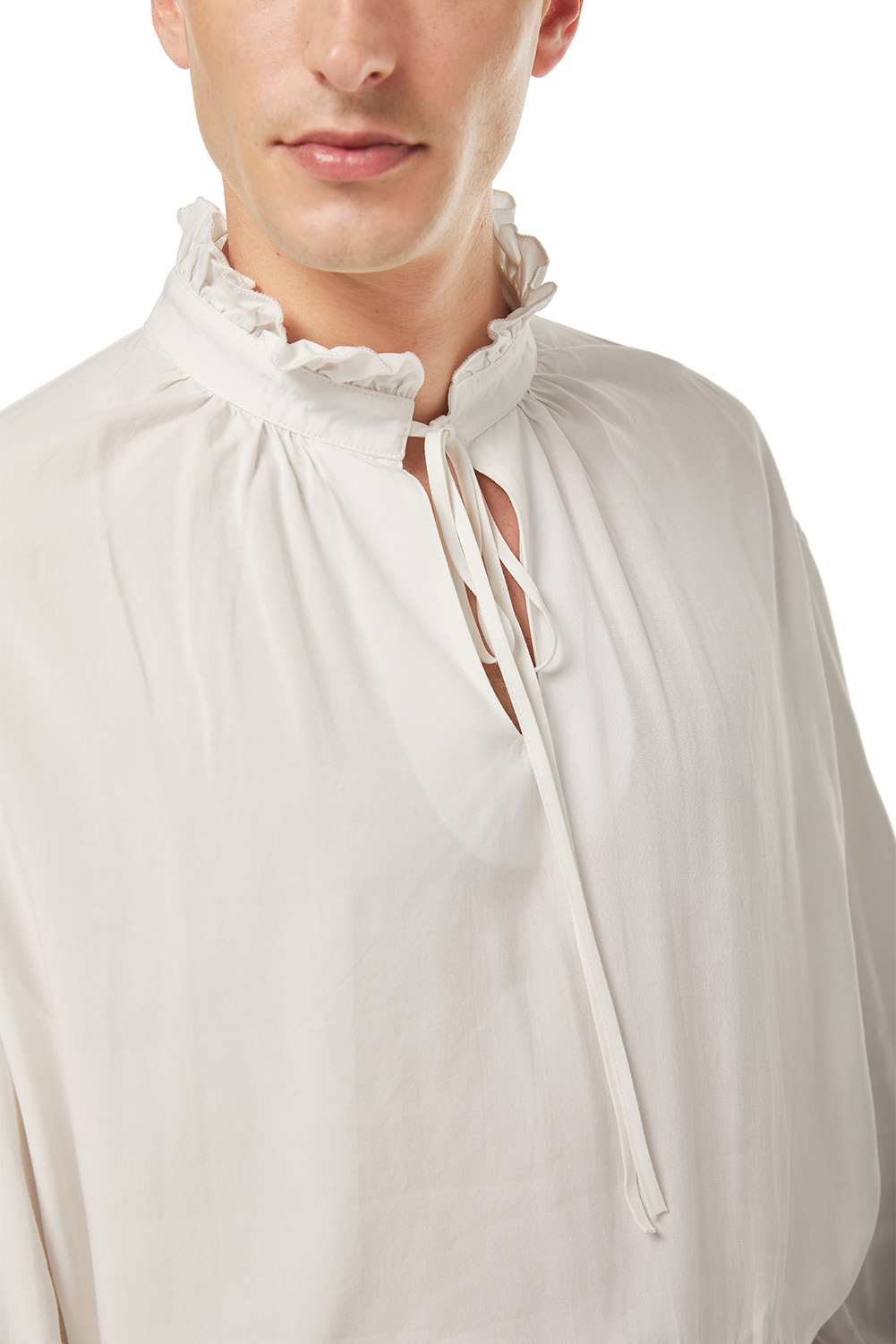 Retro Vintage Men Pirate Lace Up Shirt White Outfit Halloween Carnival Suit