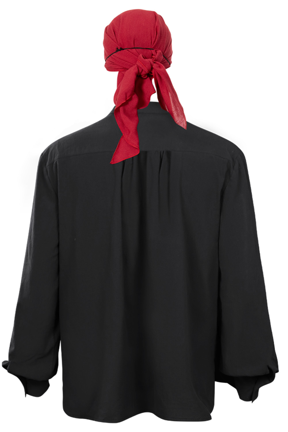 Retro Vintage Men Pirate Lace Up Long Sleeve Shirt Black Outfit  Halloween Carnival Suit