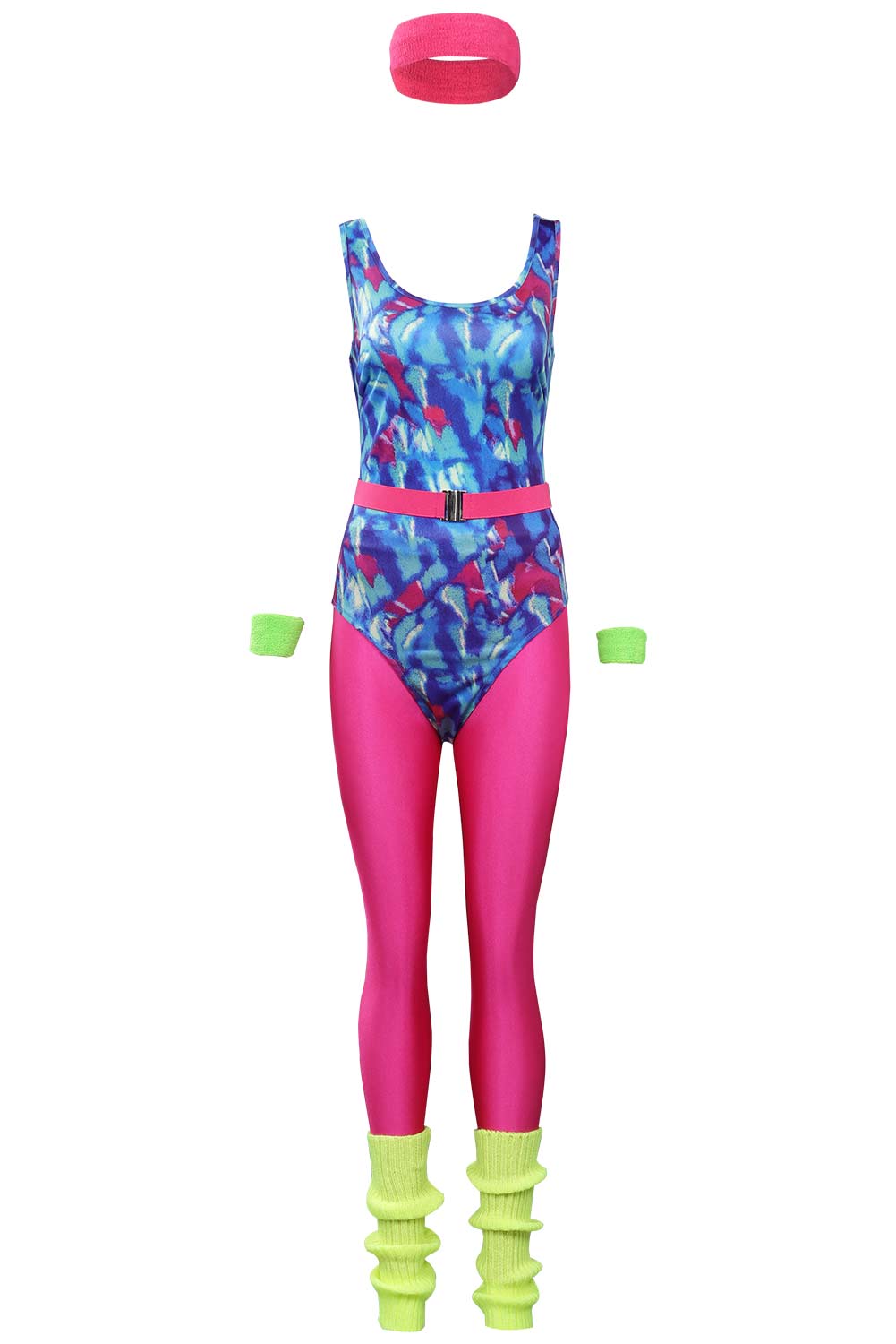 80S Retro Vintage Women Printing One-Piece Sportswear Halloween Carnival Suit