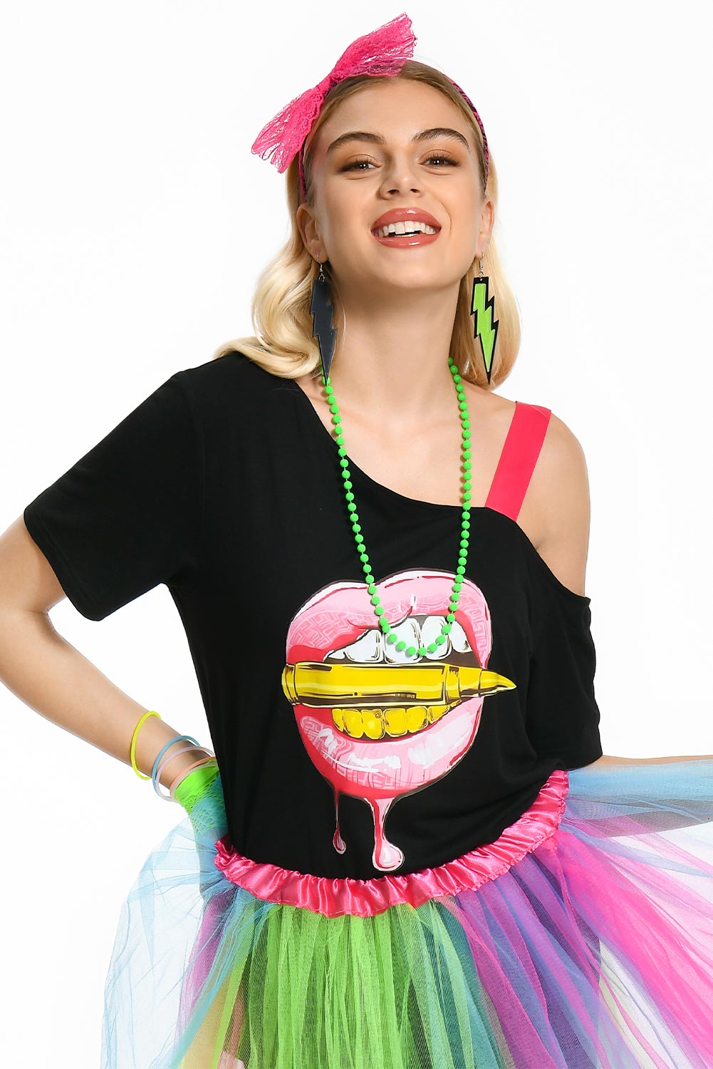 80S Retro Vintage Party Rainbow Outfits For Women Halloween Carnival Suit