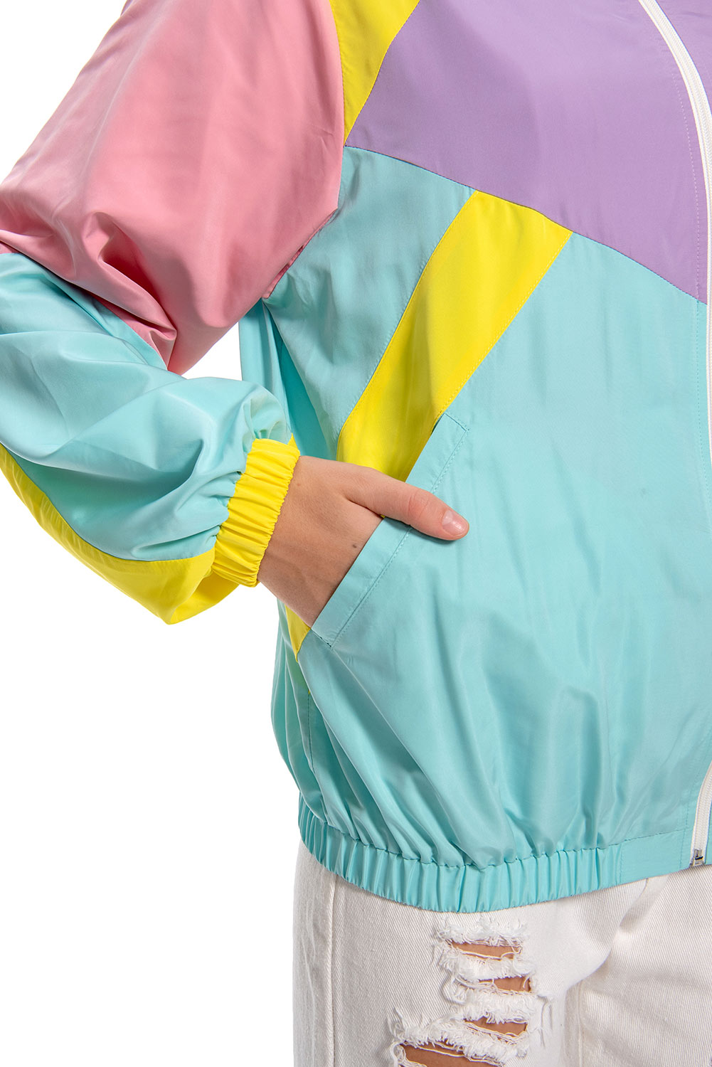 80S Color Block Vintage Outer Jacket For Women Halloween Carnival Suit