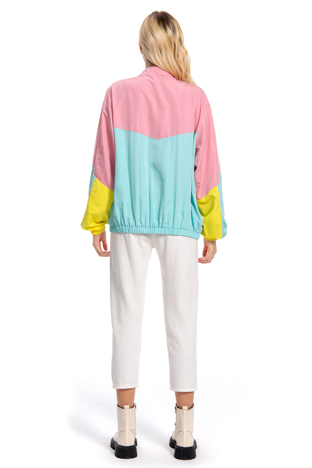 80S Color Block Vintage Outer Jacket For Women Halloween Carnival Suit