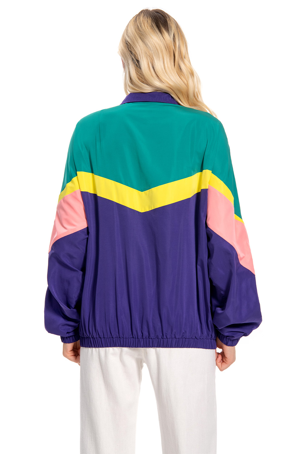 80S Retro Vintage Hip-Hop Colorblock Outer Jacket Halloween Carnival Suit