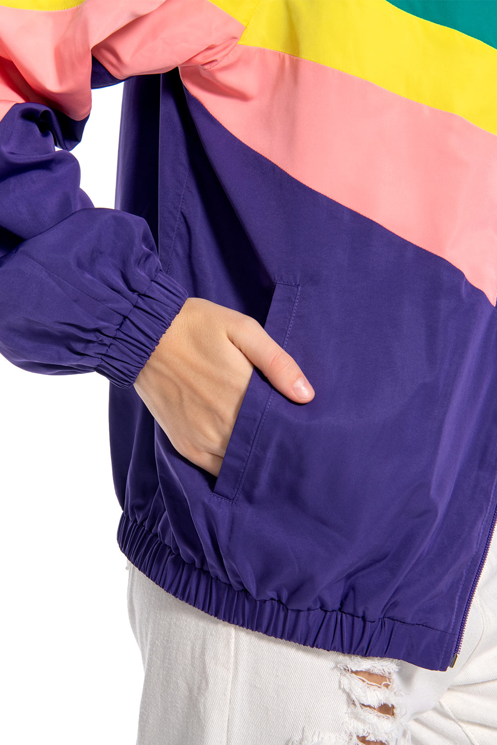 80S Retro Vintage Hip-Hop Colorblock Outer Jacket Halloween Carnival Suit