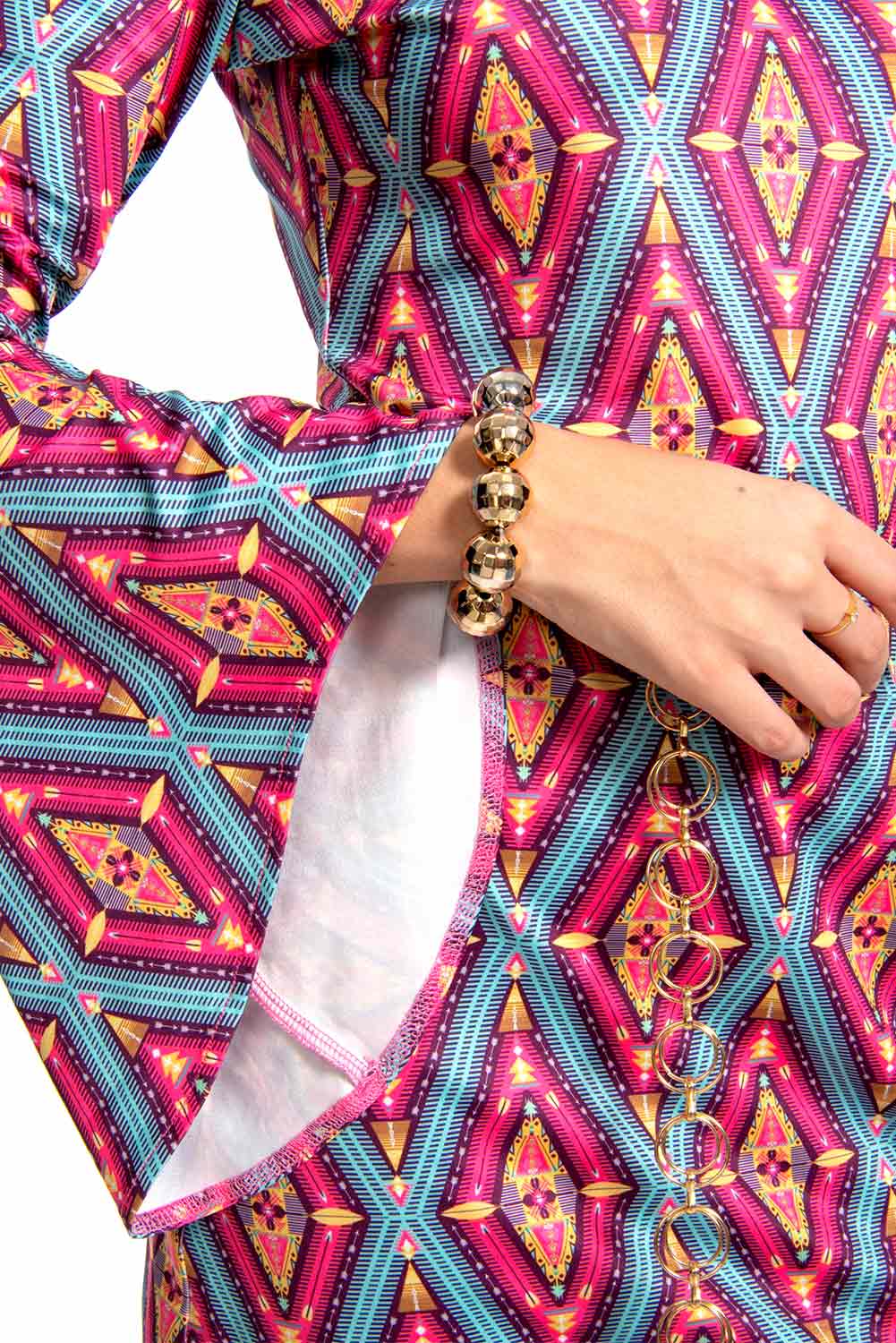 Retro Vintage Women Party Prismatic Print Dress Halloween Carnival Suit