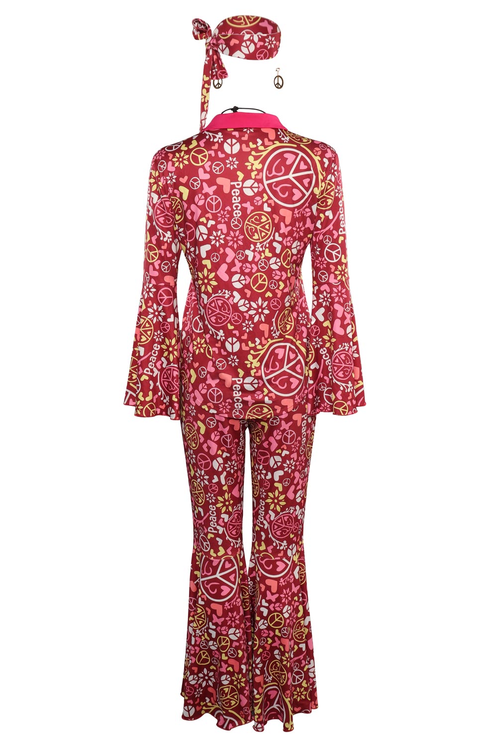 70S Retro Vintage Hippie Women Print Outfits Halloween Carnival Suit