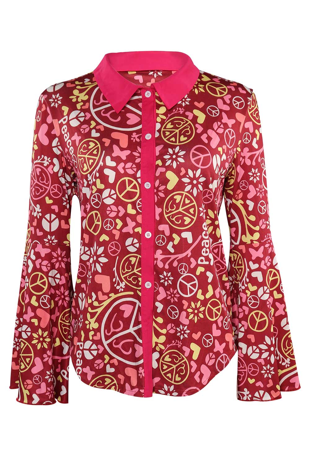 70S Retro Vintage Hippie Women Print Outfits Halloween Carnival Suit