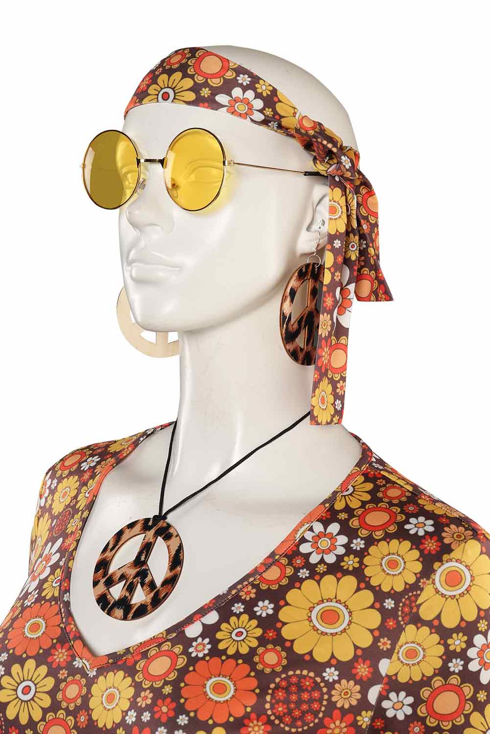 70S Retro Vintage Hippie Women Dress Halloween Carnival Suit