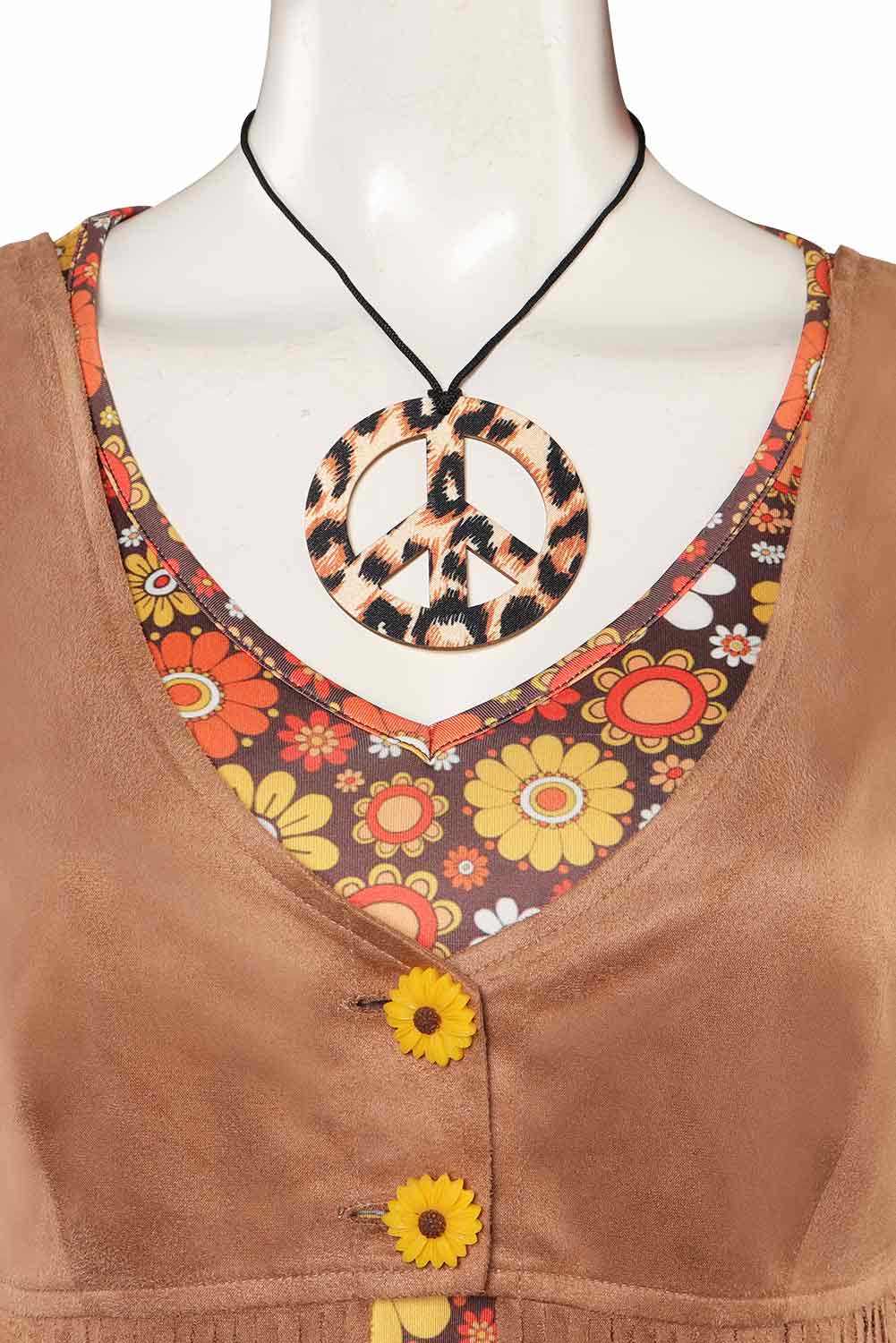 70S Retro Vintage Hippie Women Dress Halloween Carnival Suit