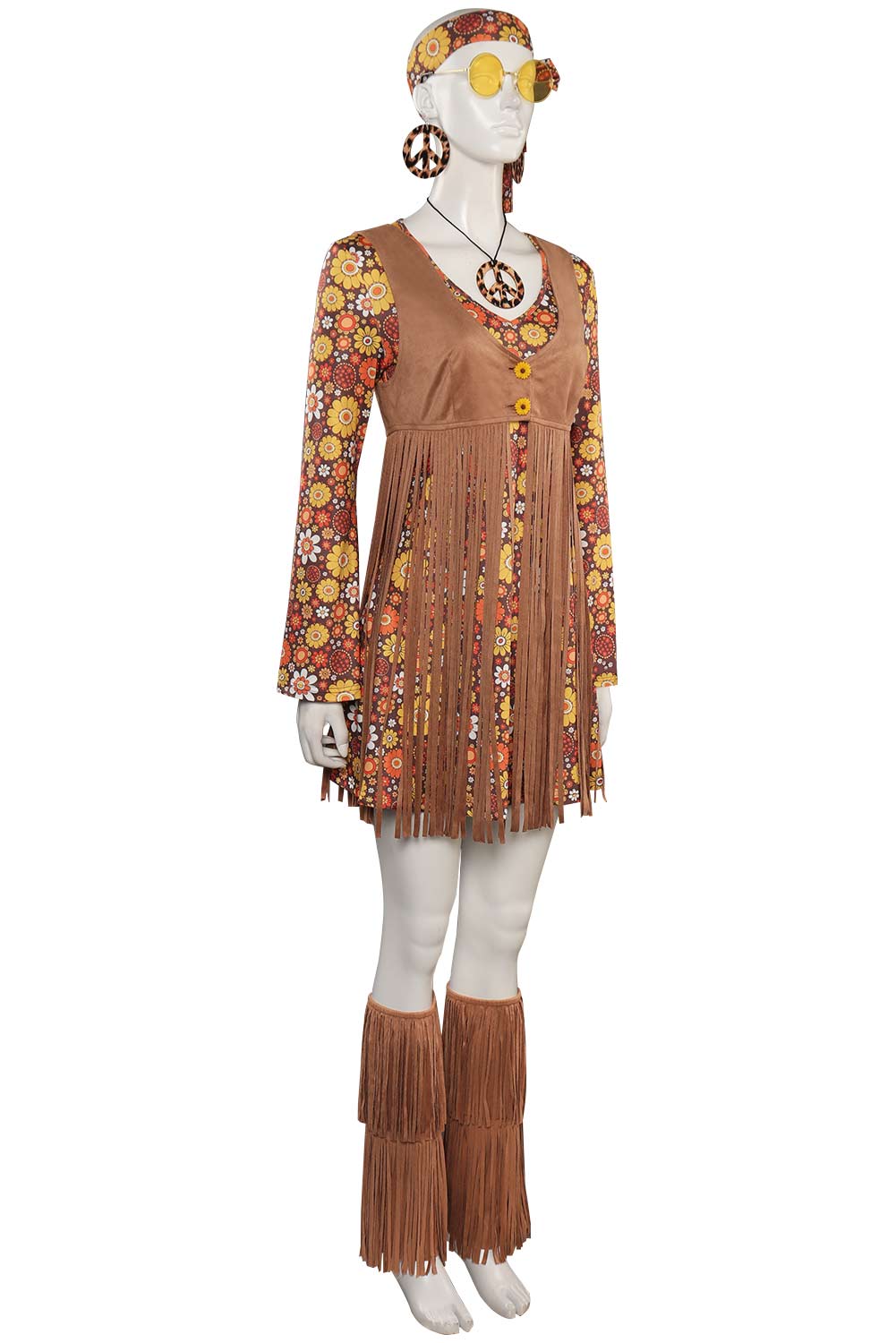 70S Retro Vintage Hippie Women Dress Halloween Carnival Suit