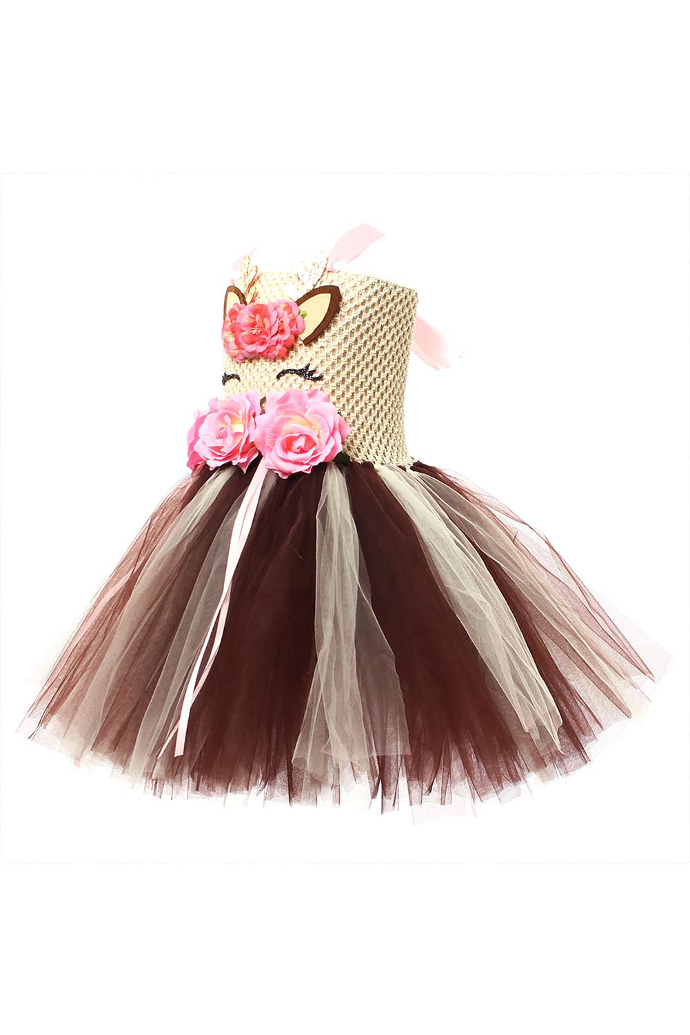 Girls Christmas Elk Mesh Skirt Tutu Skirt Cosplay Costume Halloween Carnival Suit