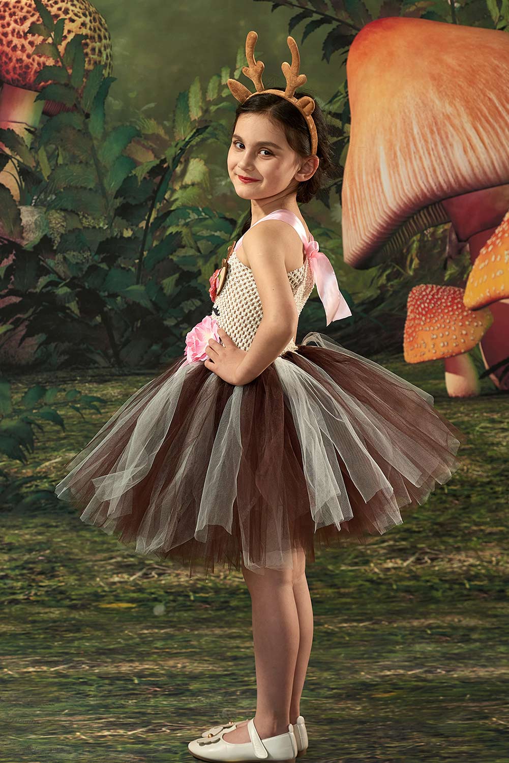 Girls Christmas Elk Mesh Skirt Tutu Skirt Cosplay Costume Halloween Carnival Suit