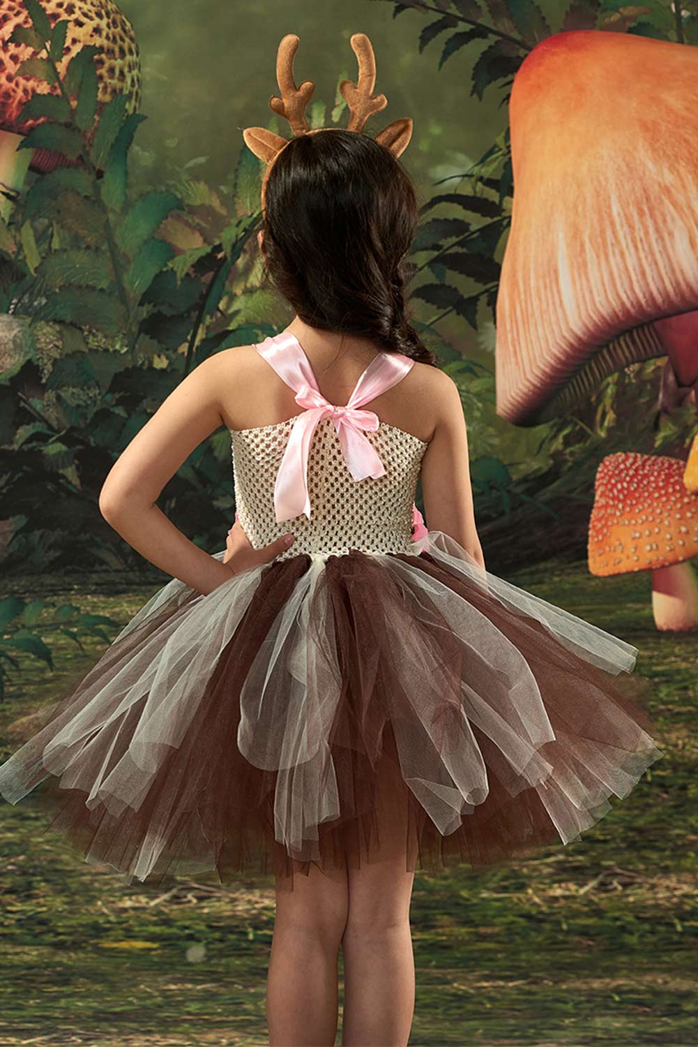 Girls Christmas Elk Mesh Skirt Tutu Skirt Cosplay Costume Halloween Carnival Suit