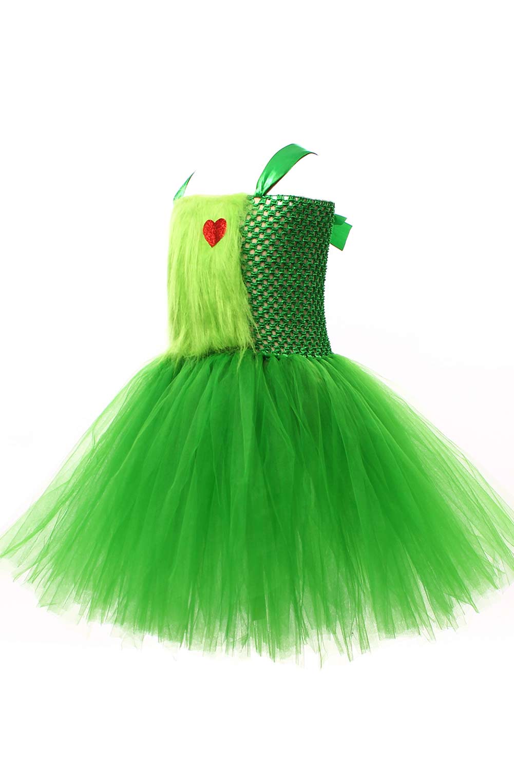 Girls Christmas Green Hairy Monster Tutu Skirt Mesh Skirt Cosplay Costume Halloween Carnival Suit