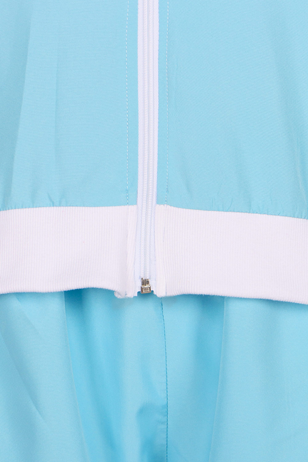 80S Retro Vintage Hip-Hop Disco Stripe Splicing Blue Sportwear Outfits Halloween Carnival Suit