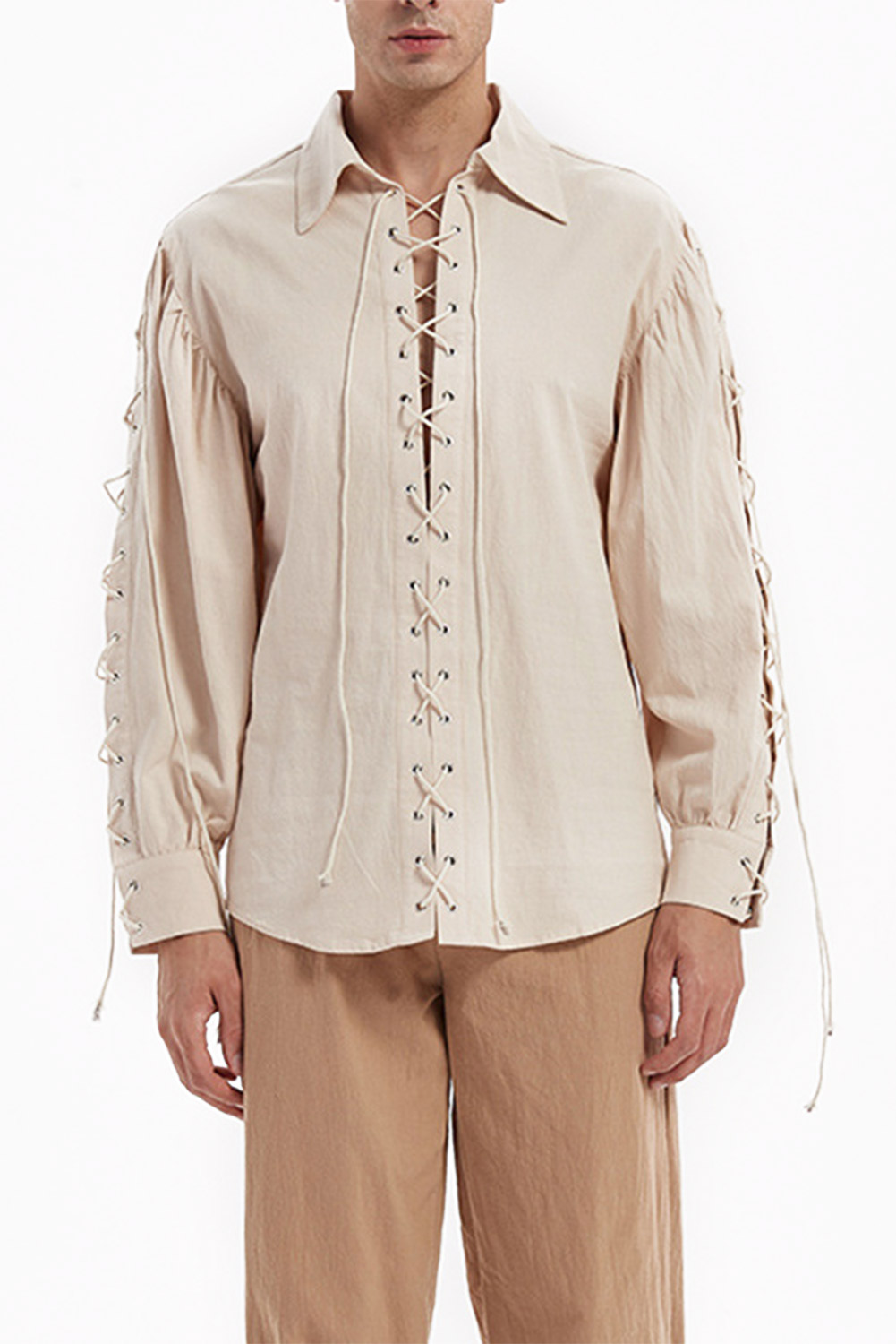 Retro Vintage Men Punk Loose Lapel Shirt Halloween Carnival Suit