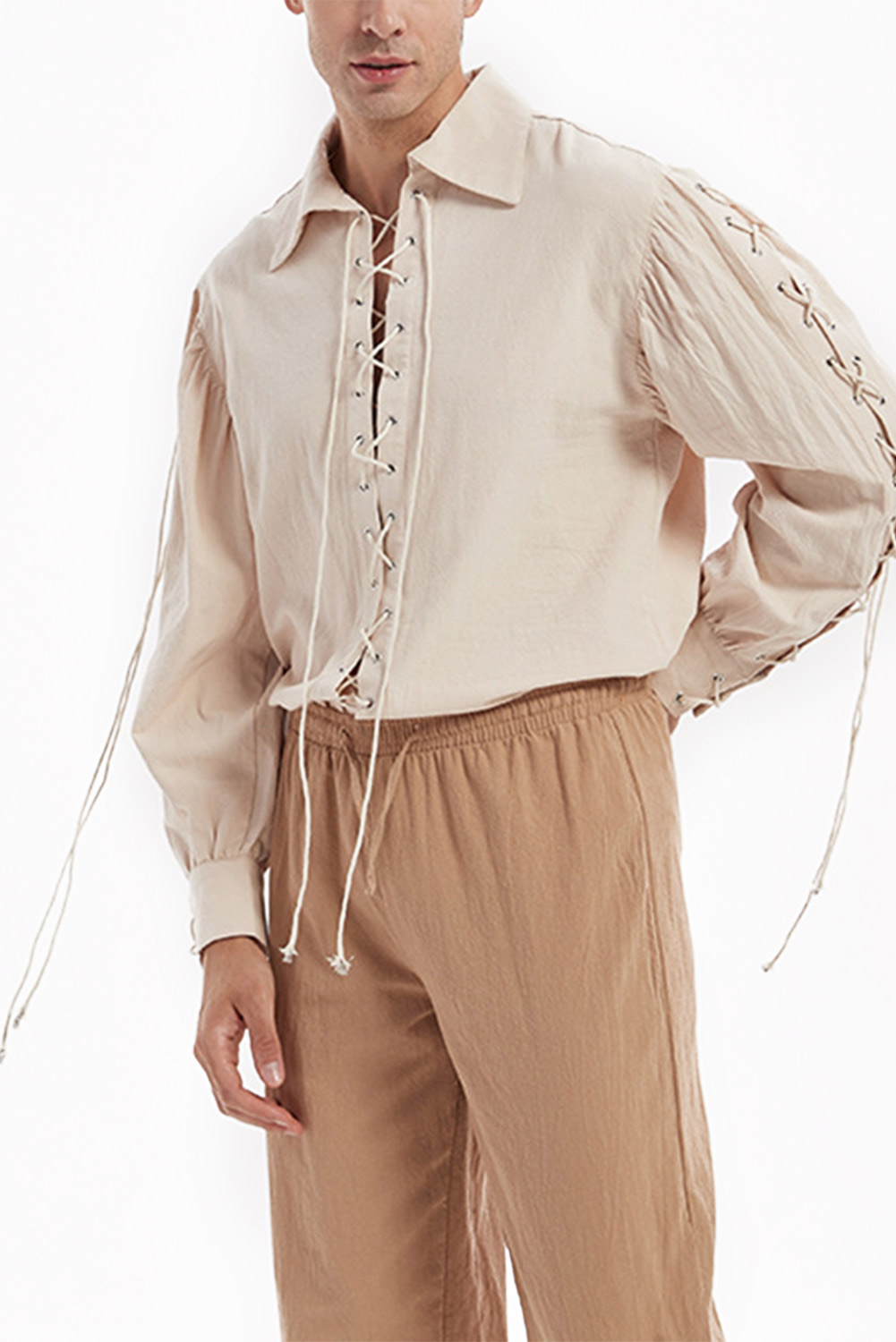 Retro Vintage Men Punk Loose Lapel Shirt Halloween Carnival Suit