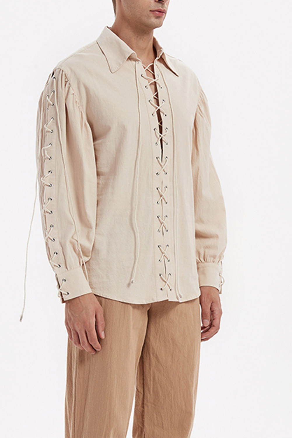 Retro Vintage Men Punk Loose Lapel Shirt Halloween Carnival Suit