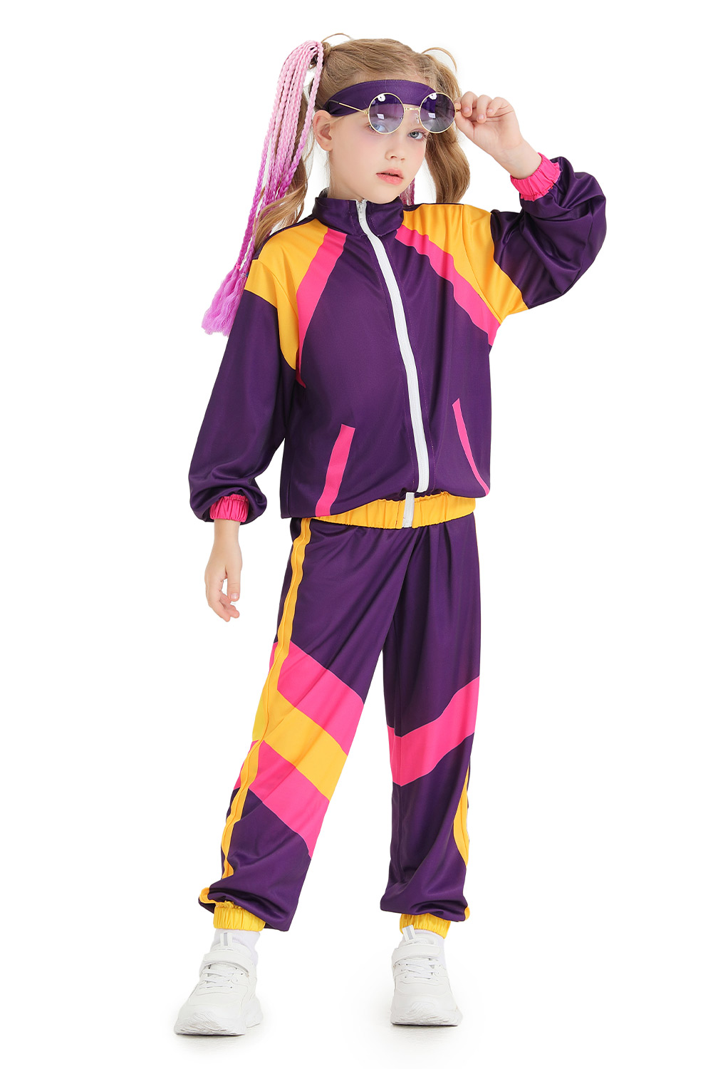 Retro Vintage Kids Children Purple Dance Tracksuit Halloween Carnival Suit